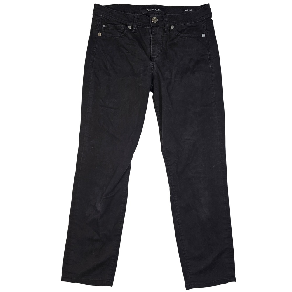 Calvin Klein Jeans Womens Size 4 Black Skinny Crop Mid Rise Stretch Denim Pants